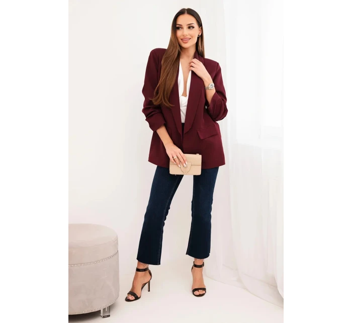 Elegantní sako s klopami bordové