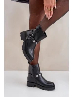 Botki Na Płaskim Obcasie Ocieplane Z Ozdobnymi Paskami Czarne Felilania Botki Na Płaskim Obcasie Ocieplane Z Ozdobnymi Paskami Czarne Felilania