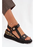 Kožené dámské sandály na platformě D&A CR61-3070 Černé
