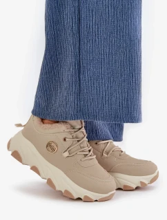 Zateplená dámska šnurovacia športová obuv Beige Bialoa