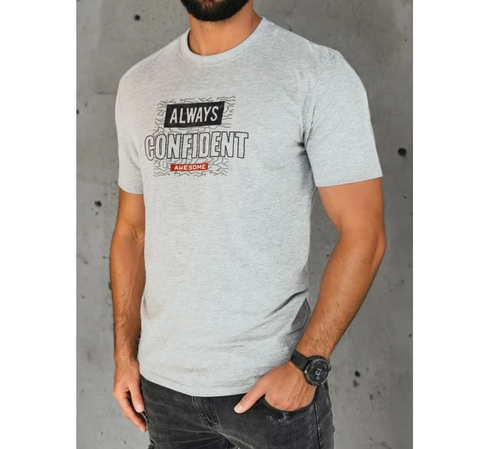 FashionStreet šedé pánske tričko s potlačou RX5406 FashionStreet šedé pánske tričko s potlačou RX5406