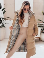 dámská zimní dlouhá prošívaná bunda s kapucí tmavě béžová Dstreet model 21990638 - FashionStreet