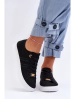 Damskie Sznurowane Trampki Czarne Etna Damskie Sznurowane Trampki Czarne Etna