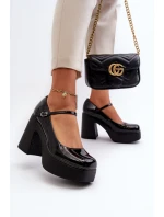 Półbuty Damskie Lakierowane Na Platformie I Słupku Big Star NN274004 Czarne Półbuty Damskie Lakierowane Na Platformie I Słupku Big Star NN274004 Czarne