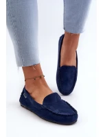 Mokasyny Damskie Z Eko Zamszu Granatowe Amrutia