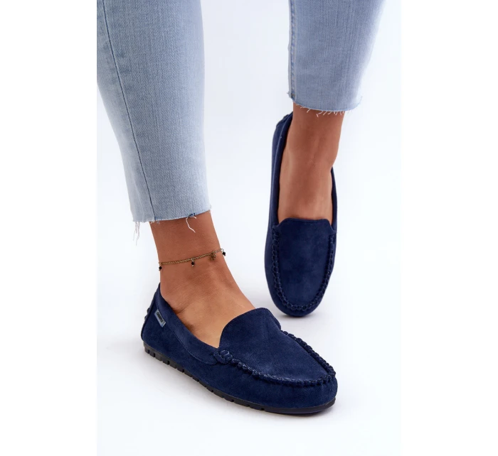 Mokasyny Damskie Z Eko Zamszu Granatowe Amrutia