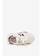 Sneakersy Dziecięce Na Platformie Beżowo-Bordowe Grellio Sneakersy Dziecięce Na Platformie Beżowo-Bordowe Grellio