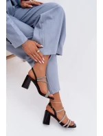 Černé dámské sandály na podpatku s pásky a model 22027990 - Boto