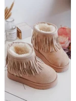 Zateplené dětské sněhule s ozdobnými třásněmi Béžová Nimia Zateplené dětské sněhule s ozdobnými třásněmi Béžová Nimia