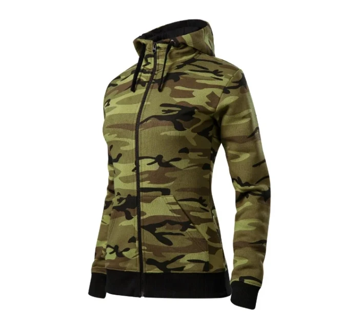 Camo Mikina na zips maskáčová zelená