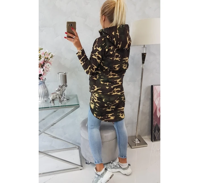 Mikina moro s dlhým chrbtom khaki+hnedá Mikina moro s dlhým chrbtom khaki+hnedá