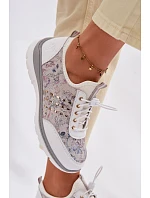 Dámské vzorované kožené polobotky D&A GR61-5990 bílé