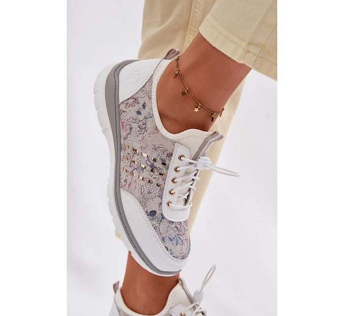 Dámské vzorované kožené polobotky D&A GR61-5990 bílé