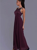 Dámske spoločenské šaty EVA LOLA s čipkou a kamienkami dlhé tmavo modrá