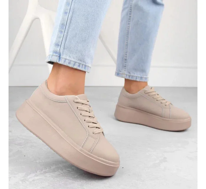 Dámska športová obuv na platforme W SP024 SK450A Beige - Sergio Leone Dámska športová obuv na platforme W SP024 SK450A Beige - Sergio Leone