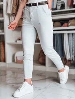 Dámské kalhoty slim fit s páskem světle šedé Dstreet model 21986213 - FashionStreet