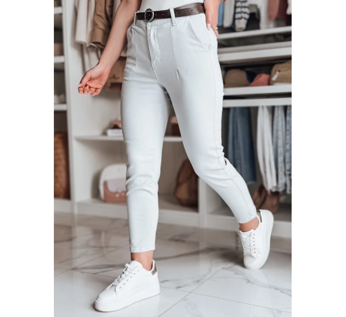 Dámské kalhoty slim fit s páskem světle šedé Dstreet model 21986213 - FashionStreet