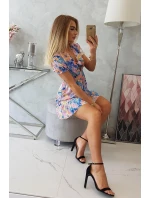 Kvetinové šaty s výstrihom do V chrpová+fialová