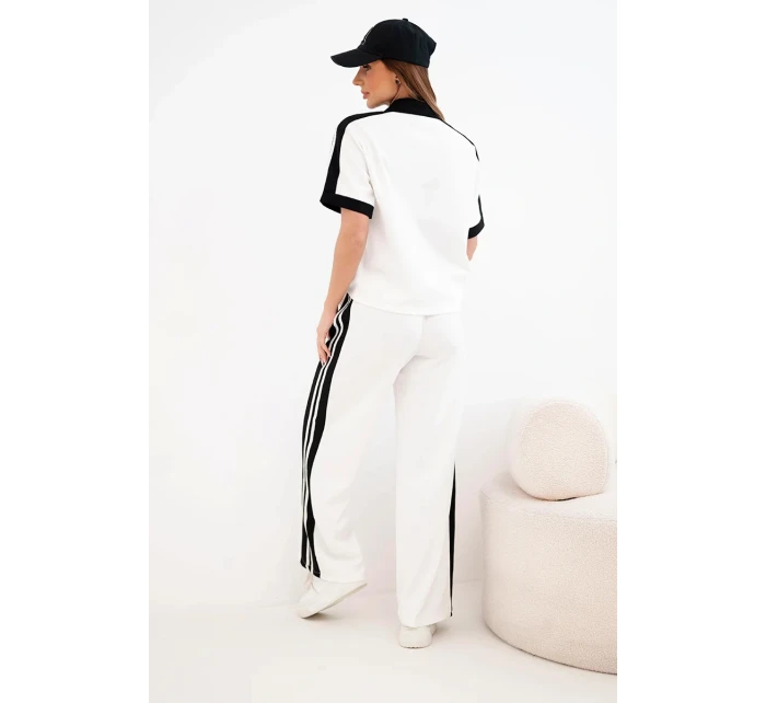 Dámska maslová súprava s polokošeľou a širokými nohavicami čierna