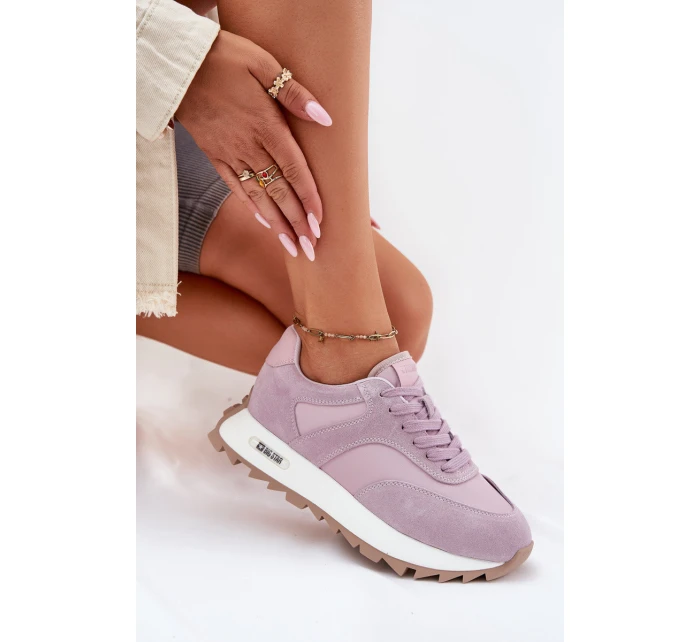 Semišové Sneakersy Na Platformě Dámské Big Star model 21694489 HIPOLY SYSTEM Fialové - Big Star Shoes Semišové Sneakersy Na Platformě Dámské Big Star model 21694489 HIPOLY SYSTEM Fialové - Big Star Shoes