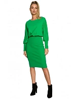 M690 Kombinované pletené šaty - zelené