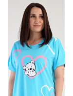 Dámska nočná košeľa s krátkym rukávom Teddy Bear Turquoise - Vienetta