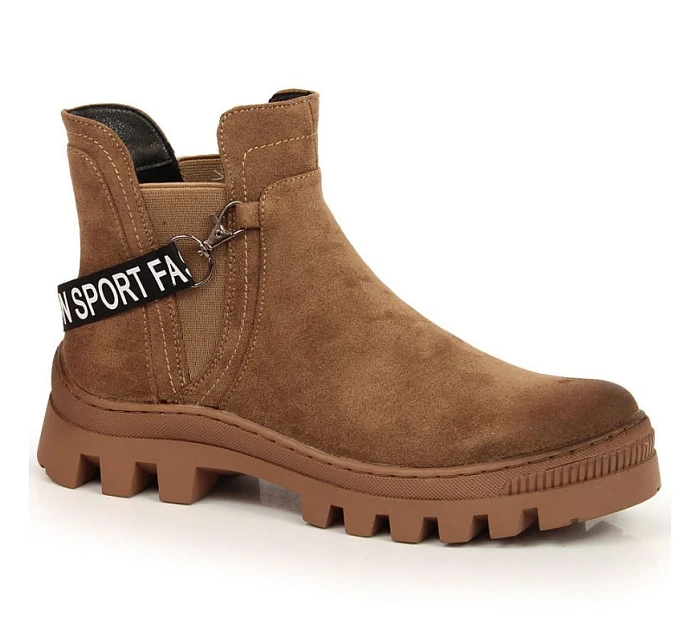 Semišové papuče na platforme Potocki W WOL105C hnedé