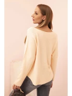 Dámsky viskózový sveter s výstrihom do V, marhuľový Dámsky viskózový sveter s výstrihom do V, marhuľový