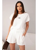 Dámský komplet z s halenkou a šortkami se ecru model 22147946 - K-Fashion