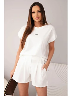 Dámský komplet z s halenkou a šortkami se ecru model 22147946 - K-Fashion