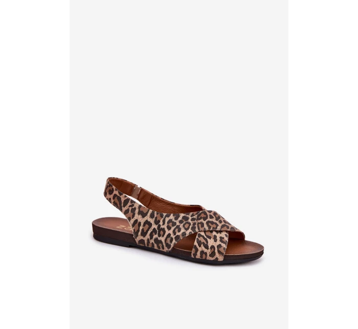 Dámské kožené sandály leopardí hnědé model 21694322 - Zazoo Dámské kožené sandály leopardí hnědé model 21694322 - Zazoo