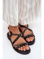 Ploché Sandály S Ozdobnými Pásky model 21697171 Černé - VINCEZA