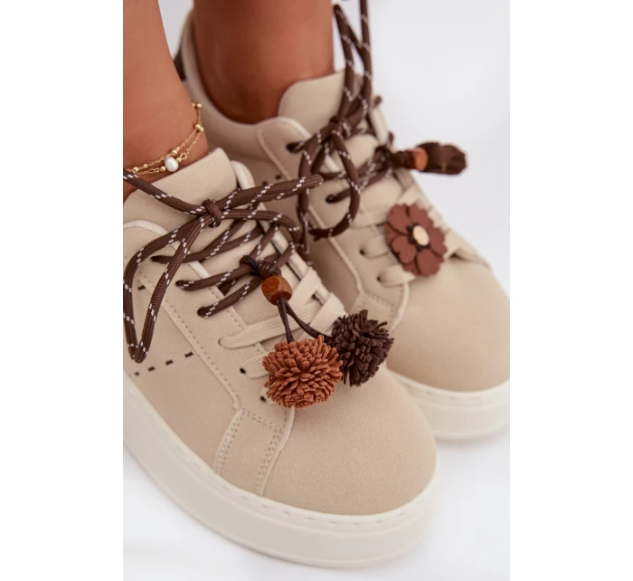 Dámské tenisky na platformě s ozdobnými béžové model 21919545 - Boto