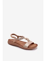 Dámské sandály Ploché Zlaté S.Barski KV61-6051