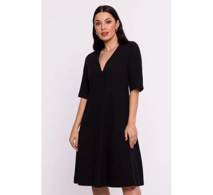 B280 Šaty s výstrihom do V - čierne B280 Šaty s výstrihom do V - čierne
