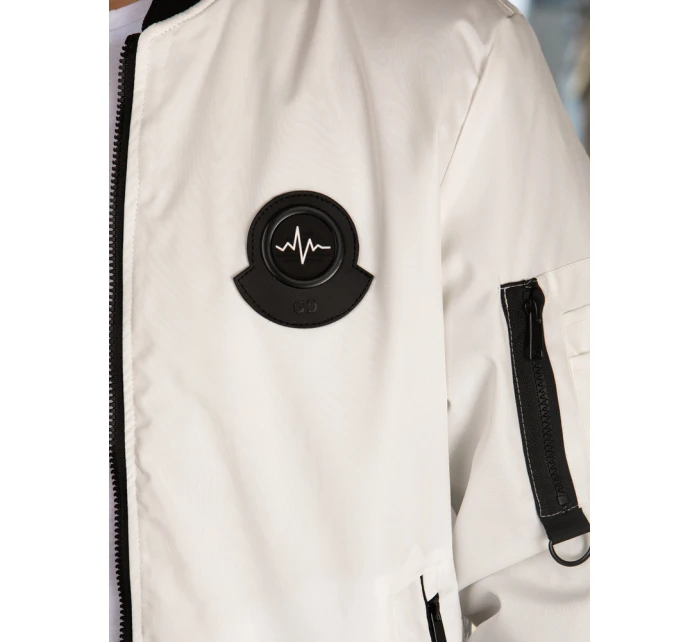 Pánská přechodná bunda bomber béžová Dstreet model 21986400 - FashionStreet Pánská přechodná bunda bomber béžová Dstreet model 21986400 - FashionStreet