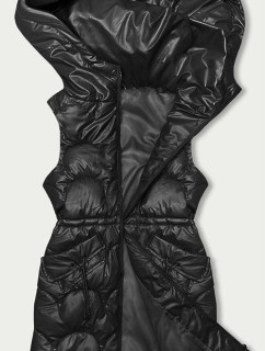 Čierna vypasovaná vesta s kapucňou (B8173-1)