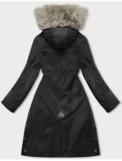 Černá dámská bunda parka s kožešinou model 21246242 - J.STYLE