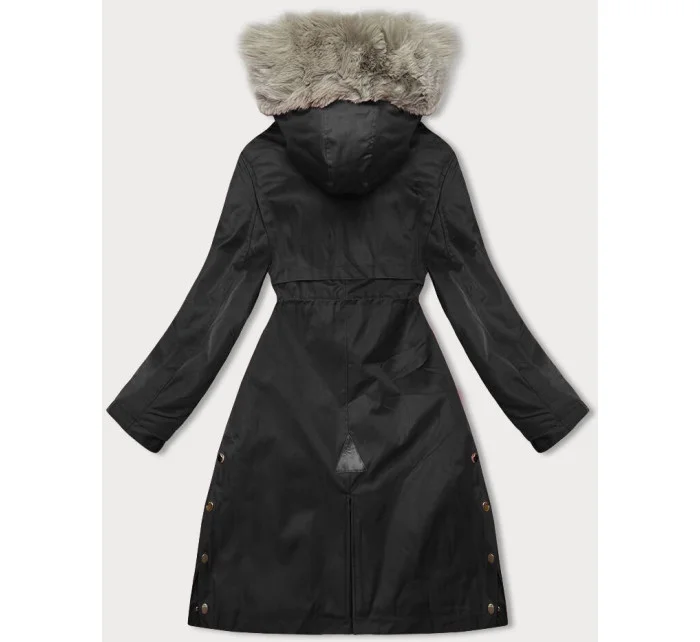 Černá dámská bunda parka s kožešinou model 21246242 - J.STYLE