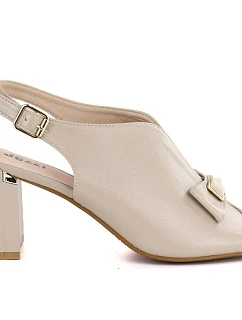 Dámske sandále na podpätku s mašľou béžovej farby Jezzi RMR25112-3