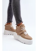 Zazoo 3450 Skórzane Sneakersy Damskie Beżowe