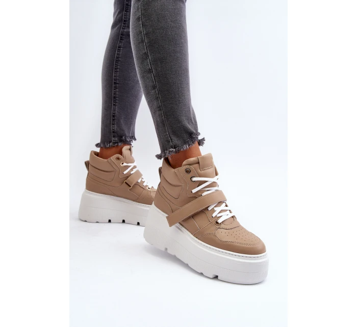 Zazoo 3450 Skórzane Sneakersy Damskie Beżowe