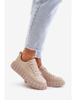 Ocieplane Sneakersy Damskie Big Star MM274618 Beżowe Ocieplane Sneakersy Damskie Big Star MM274618 Beżowe