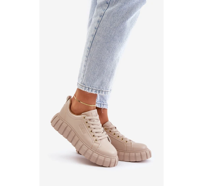 Ocieplane Sneakersy Damskie Big Star MM274618 Beżowe Ocieplane Sneakersy Damskie Big Star MM274618 Beżowe