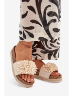 Klapki Damskie Na Platformie Z Ozdobnymi Kwiatkami Beżowe Tessara Klapki Damskie Na Platformie Z Ozdobnymi Kwiatkami Beżowe Tessara