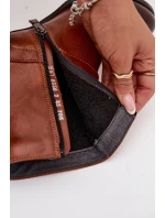 Skórzane Botki Damskie Na Obcasie Z Klamrą Zazoo 60562 Brązowe