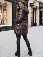 Dámsky prešívaný zimný kabát s kapucňou BLOOM moka FashionStreet TY4517z