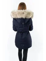 Tmavomodrá a ružová obojstranná dámska zimná bunda s kapucňou (w631) Tmavomodrá a ružová obojstranná dámska zimná bunda s kapucňou (w631)