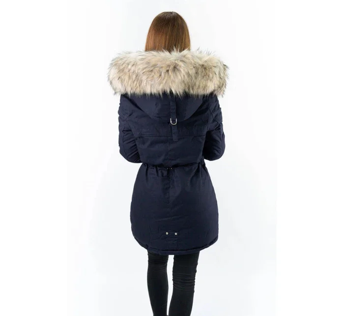 Tmavomodrá a ružová obojstranná dámska zimná bunda s kapucňou (w631) Tmavomodrá a ružová obojstranná dámska zimná bunda s kapucňou (w631)