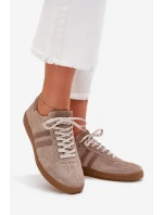 Semišové Nízké Tenisky Dámské Tmavě Béžové model 21703477 - Zazoo